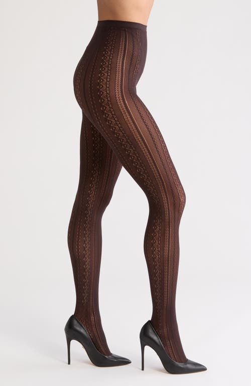 Shop Nordstrom Vertical Pattern Mesh Tights In Chocolate