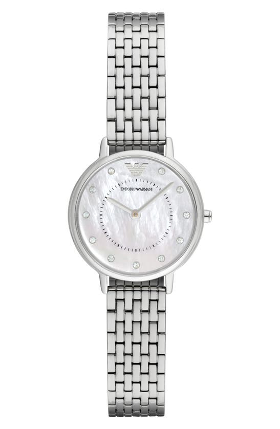 Emporio Armani Slim Two-hand Bracelet Watch, 28mm In Silver