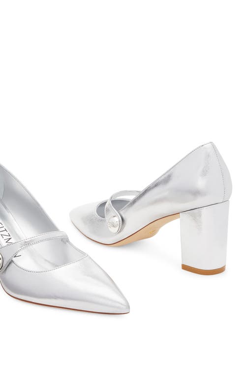Shop Stuart Weitzman Sw 75 Pointed Toe Mary Jane Pump In Silver