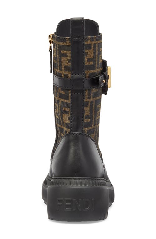 Shop Fendi Graphy Biker Boot In Black/brown