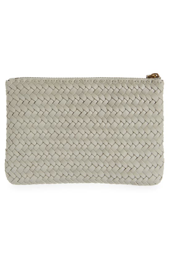 Madewell The Woven Leather Pouch Clutch In Ashen Sage