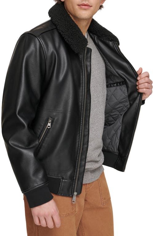 Shop Levi's Faux Leather & Faux Shearling Bomber Jacket In Black