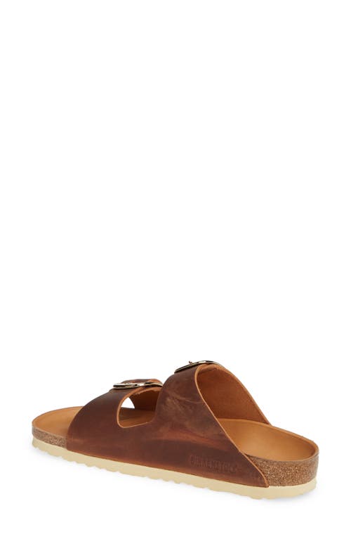 Shop Birkenstock Arizona Big Buckle Slide Sandal In Antique Cognac Oiled Leather