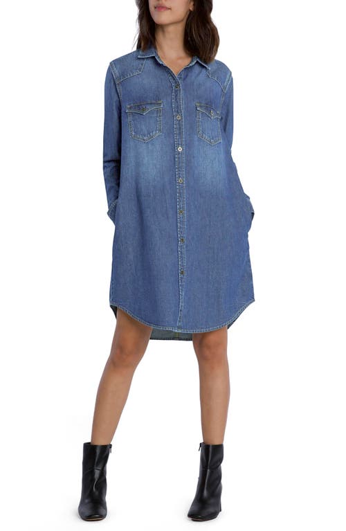 Amanda Long Sleeve Denim Shirtdress in Taylor Blue