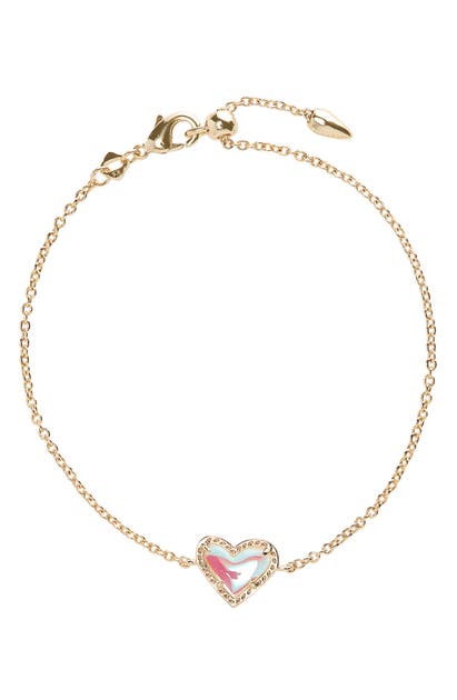 Kendra Scott Ari Heart Charm Bracelet In Dichroic Glass