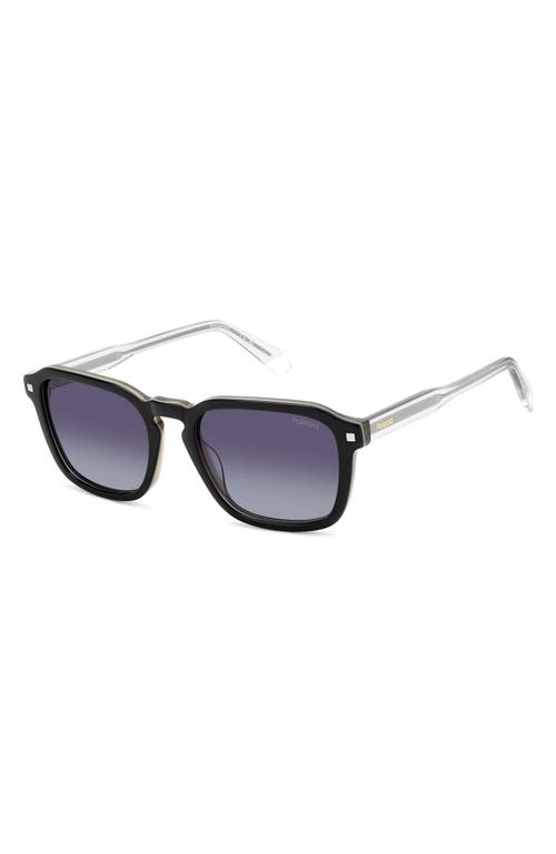 Polaroid 53mm Polarized Rectangular Sunglasses In Black Beige/gray Sf Polarized