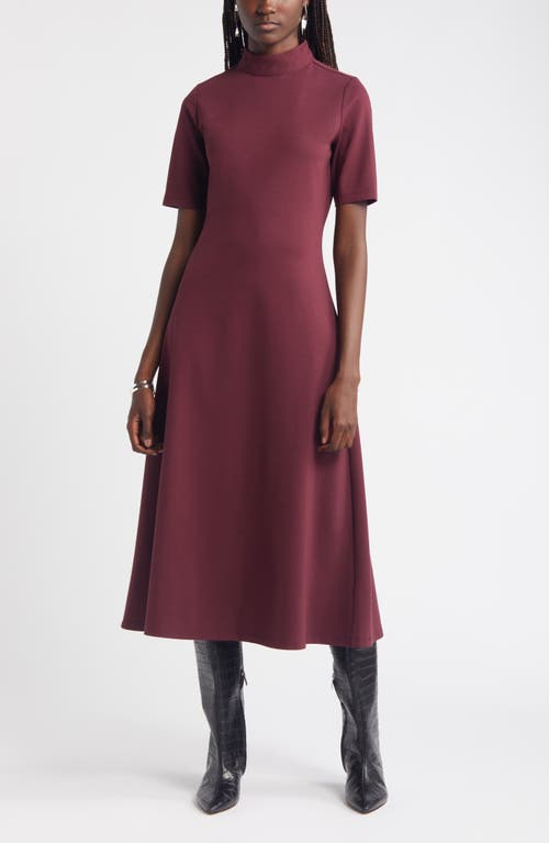 NORDSTROM NORDSTROM MOCK NECK PONTE KNIT FIT & FLARE DRESS 