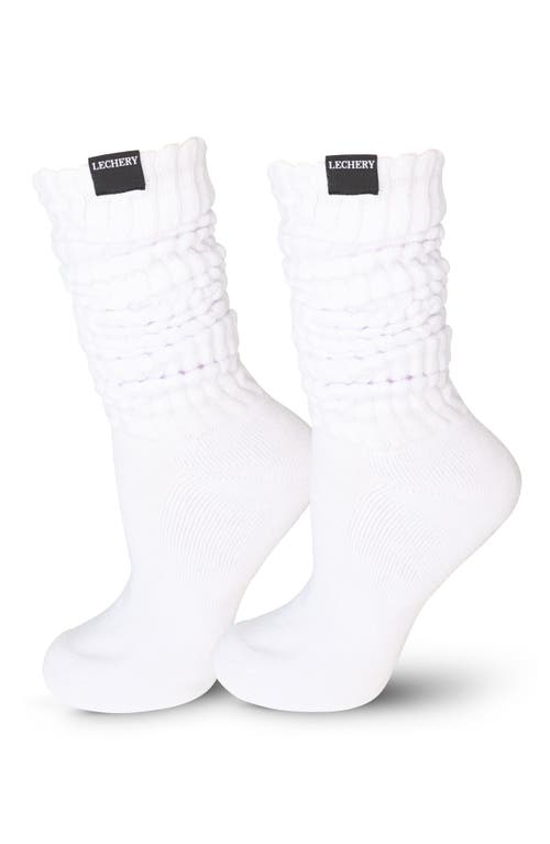 ® LECHERY Gender Inclusive Scrunch Crew Socks in White