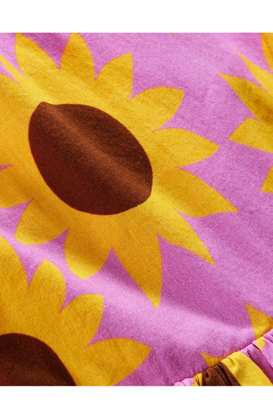Shop Mini Boden Kids' Sunflower Cotton Crossback Sundress In Strawberry Ice Sunflower Geo