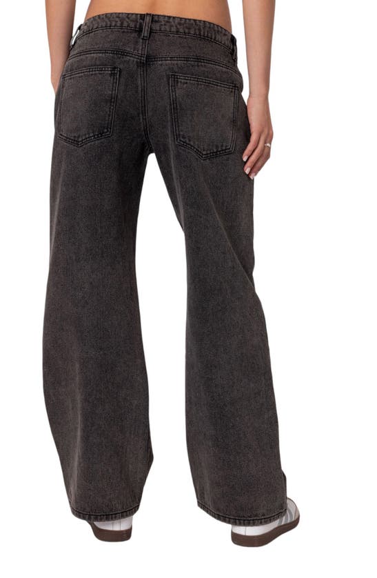Edikted Raelynn Washed Wide Leg Jeans In Black-washed