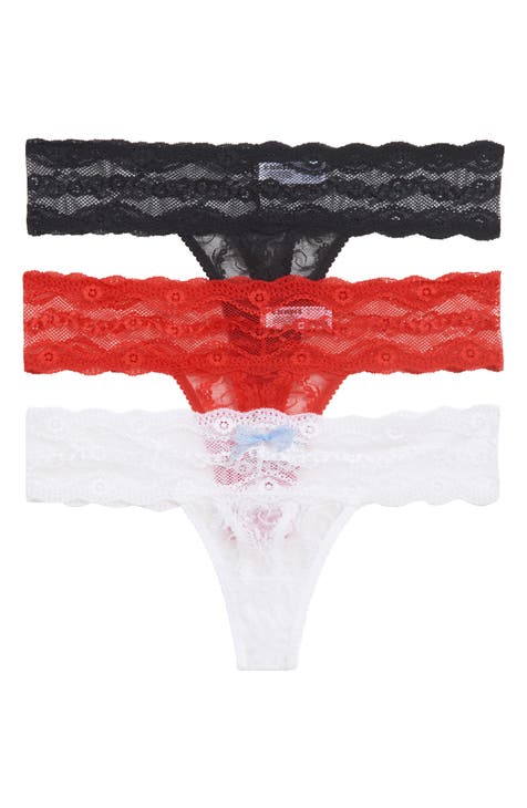 Assorted 3-Pack Lace Kiss Thongs