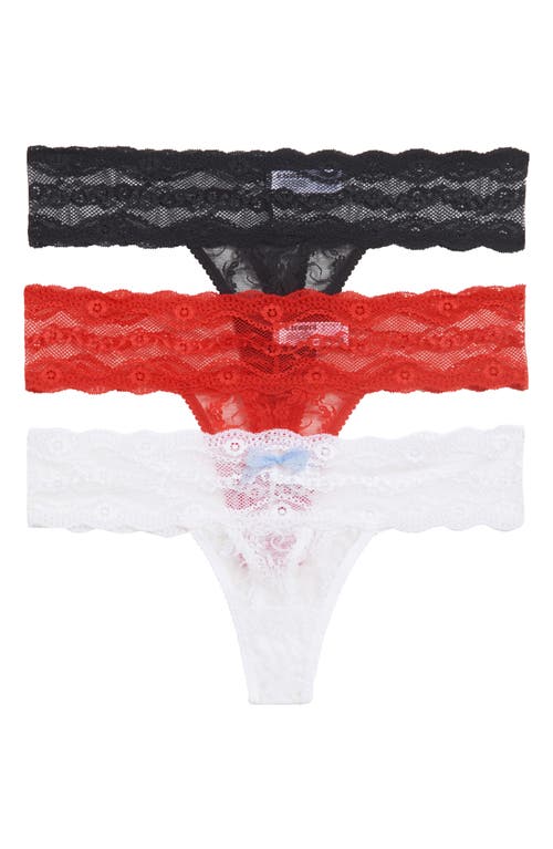 b. tempt'D by Wacoal Assorted 3-Pack Lace Kiss Thongs Basic at Nordstrom,