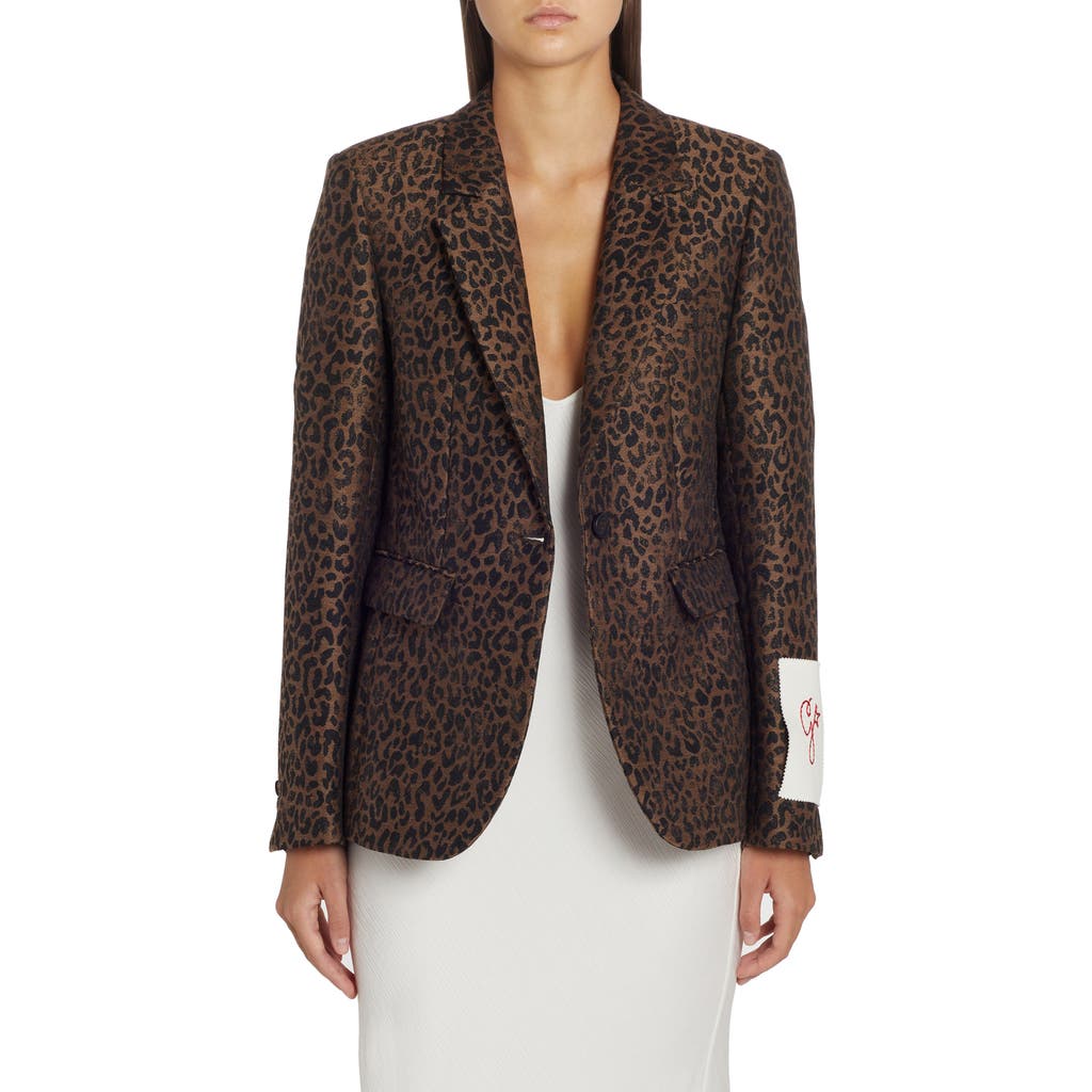 Golden Goose Leopard Print Blazer In New Bison/black