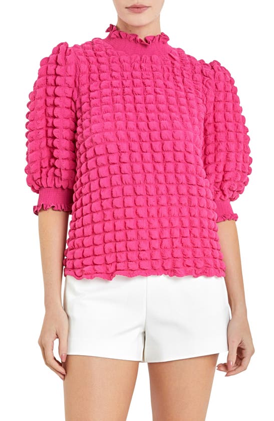 Shop English Factory Textured Mock Neck Top In Pink