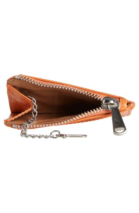 Shop Hobo Kai Leather Cardholder In Dusty Coral