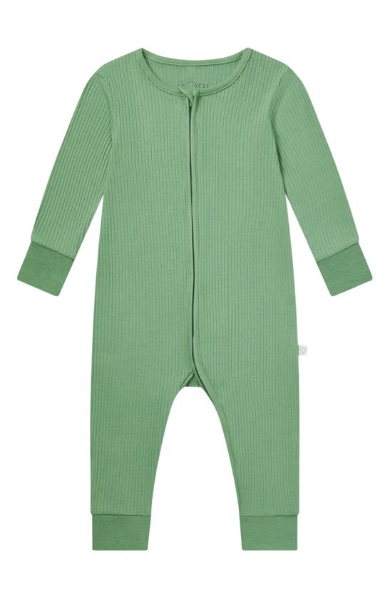 Mori Babies' Clever Zip Footie In Green