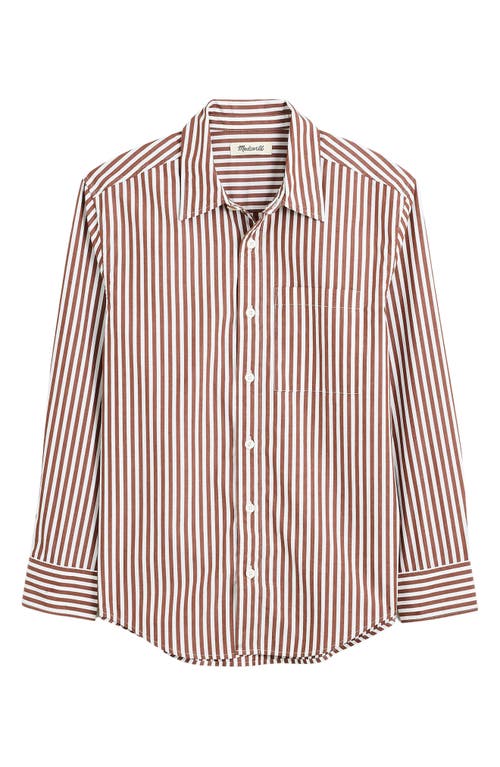 Big Easy Stripe Long Sleeve Cotton Button-Up Shirt in Clifftop Brown