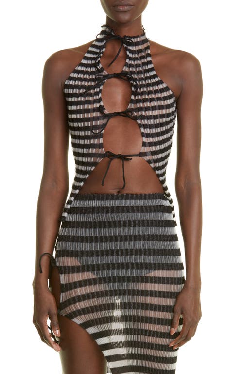 A. Roege Hove Ivy Ribbed Semisheer Sweater Tank in Black /Transparent