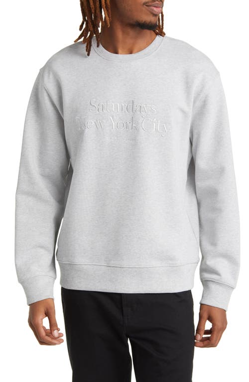 Saturdays NYC Bowery Miller Embroidered Crewneck Sweatshirt in Ash Heather at Nordstrom, Size Large