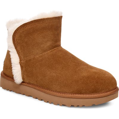 UGG Classic Mini Fluff Genuine Shearling Bootie, Brown