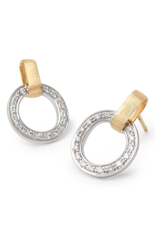 Marco Bicego 18k Yellow & White Gold Jaipur Link Diamond Flat Link Stud Earrings In Yellow Gold