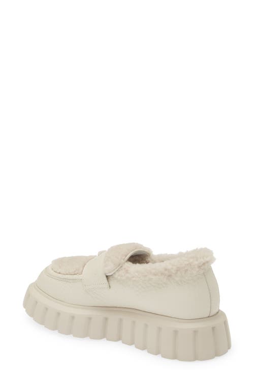 Voile Blanche Grenelle Faux Shearling Trim Platform Loafer In Off White