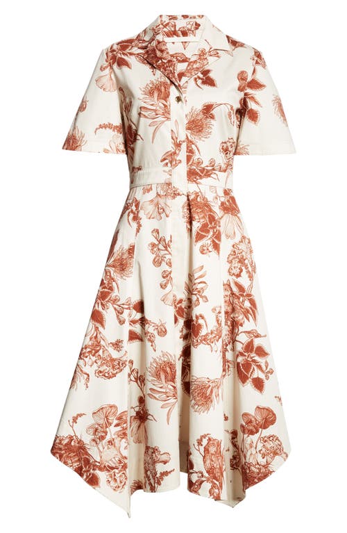 Shop Jason Wu Collection Forest Print Cotton Stretch Poplin Shirtdress In Calico/rust