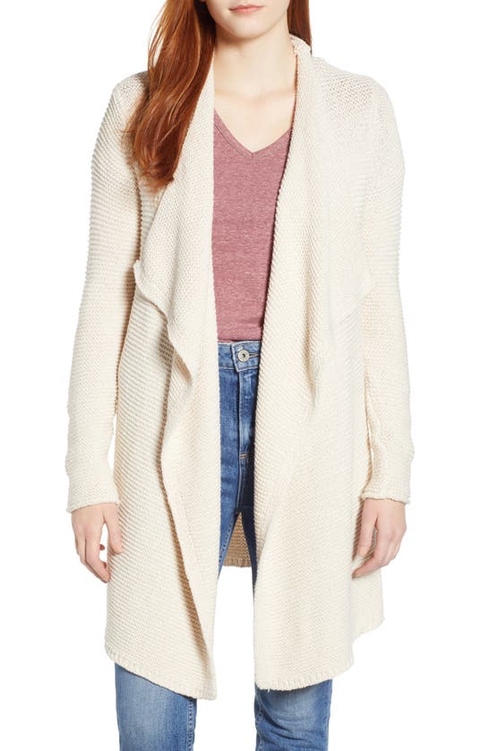 Caslon Drape Front Long Cardigan In Beige Oatmeal Light Heather