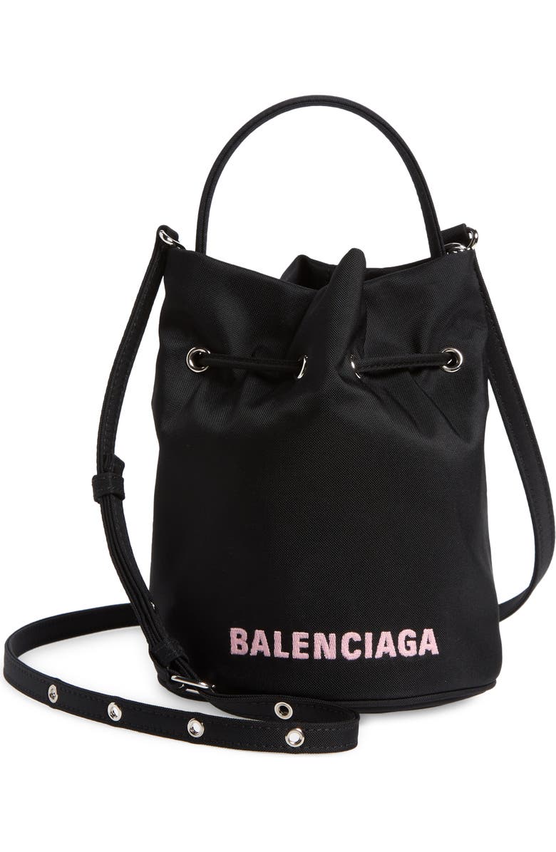 Balenciaga Extra Small Wheel Logo Bucket Bag, Main, color, 