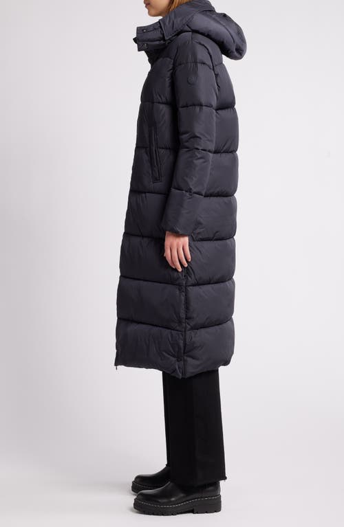 Shop Save The Duck Colette Water Repellent Quilted Long Puffer Coat With Detachable Hood In Black