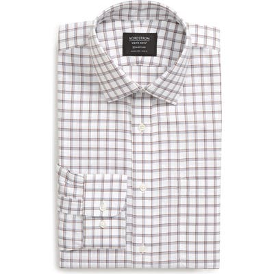 Nordstrom Shop Smartcare(TM) Trim Fit Plaid Dress Shirt - Brown