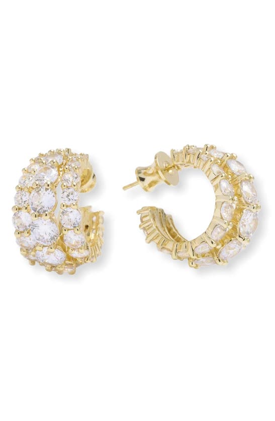 Shop Melinda Maria Oh She Fancy Pavé Hoop Earrings In White Cubic Zirconia/ Gold