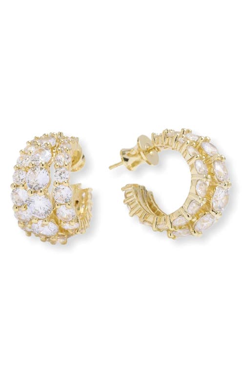 Oh She Fancy Pavé Hoop Earrings in White Cubic Zirconia/Gold