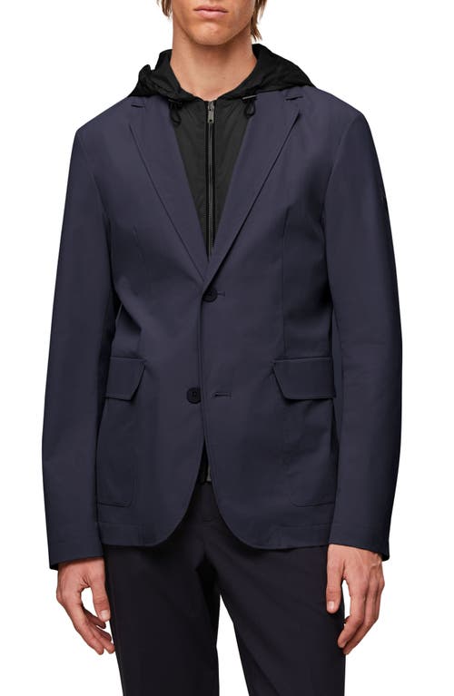 OBOSS V5.Y7.01 Water Resistant Packable Blazer with Removable Hooded Bib in Navy