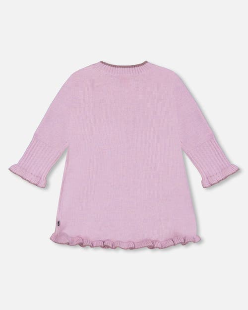 Shop Deux Par Deux Baby Girl's Knitted Dress With Flowers Lilac In Lavender Herb