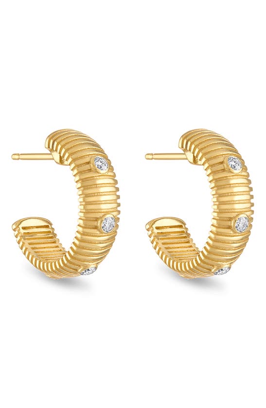 Pamela Zamore Clio Diamond Small Hoop Earrings In Gold