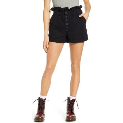 Sts Blue Hayley High Waist Paperbag Denim Shorts, Black