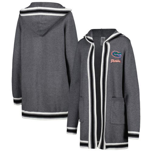 Women's Gameday Couture Charcoal Florida Gators One More Round Tri-Blend Striped Hooded Cardigan Sweater