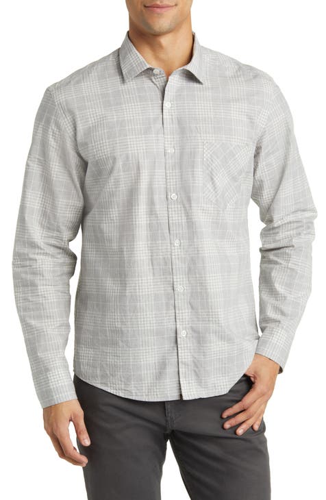 Mélange Plaid Cotton Button-Up Shirt