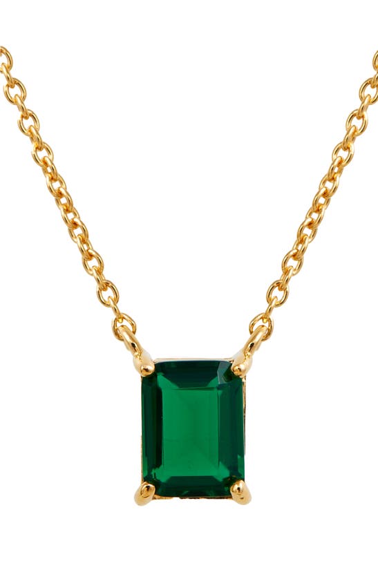 Savvy Cie Jewels Vermeil Emerald Cut Cz Birth Stone Box Cut Necklace In Green