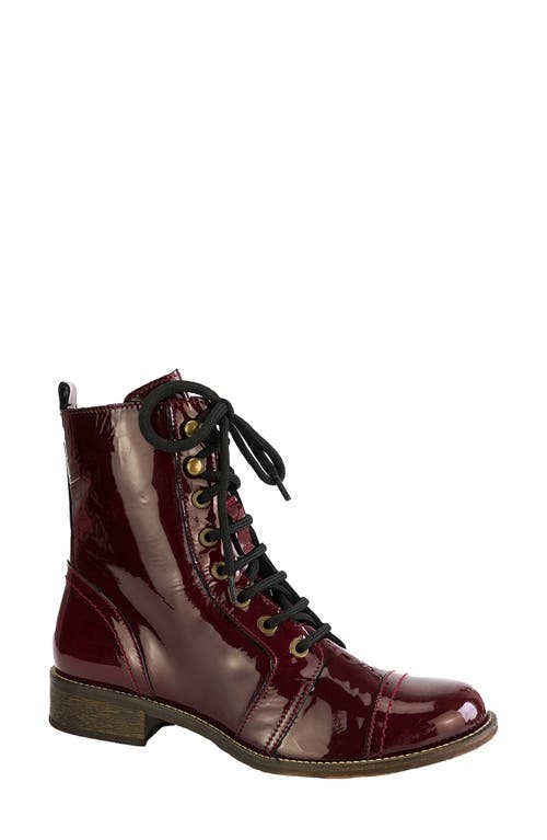 Liberty Combat Boot in Bordeaux Patent Leather