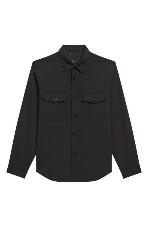 Theory Garvin Stretch Wool Button-up Shirt Jacket In Hickory Melange
