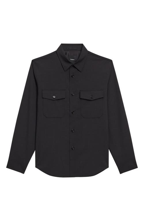 Shop Theory Garvin Stretch Wool Button-up Shirt Jacket In Hickory Melange