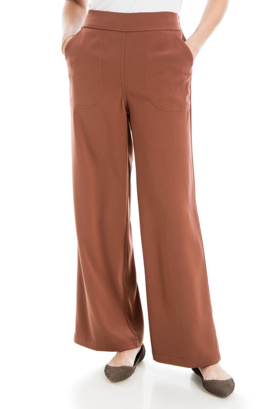 Max Studio Twill Easy Wide Leg Trouser In Chestnut