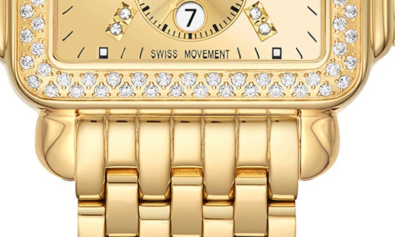 Shop Michele Deco Diamond Chronograph Bracelet Watch, 35mm In Gold