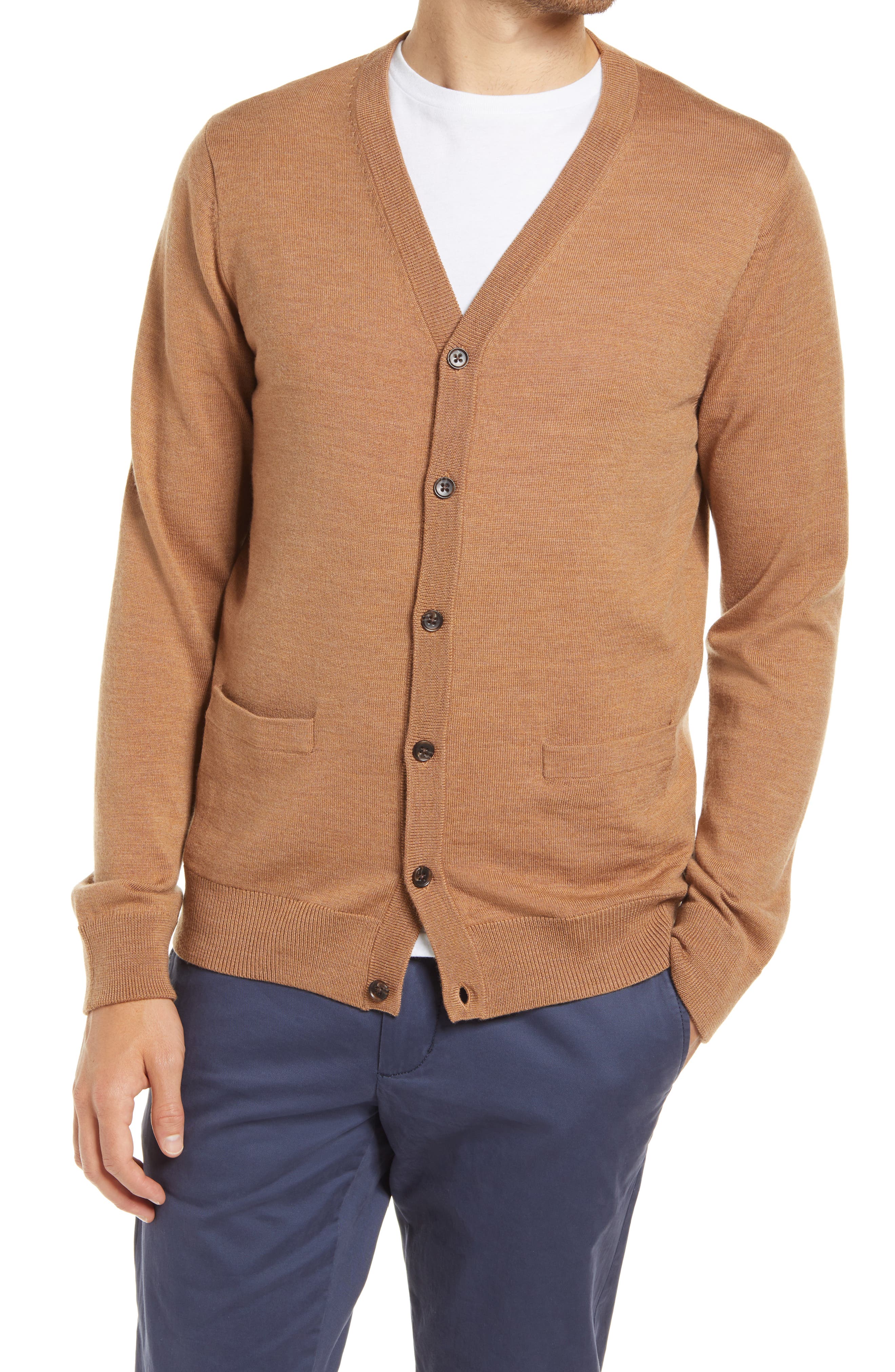 brown cardigan with buttons