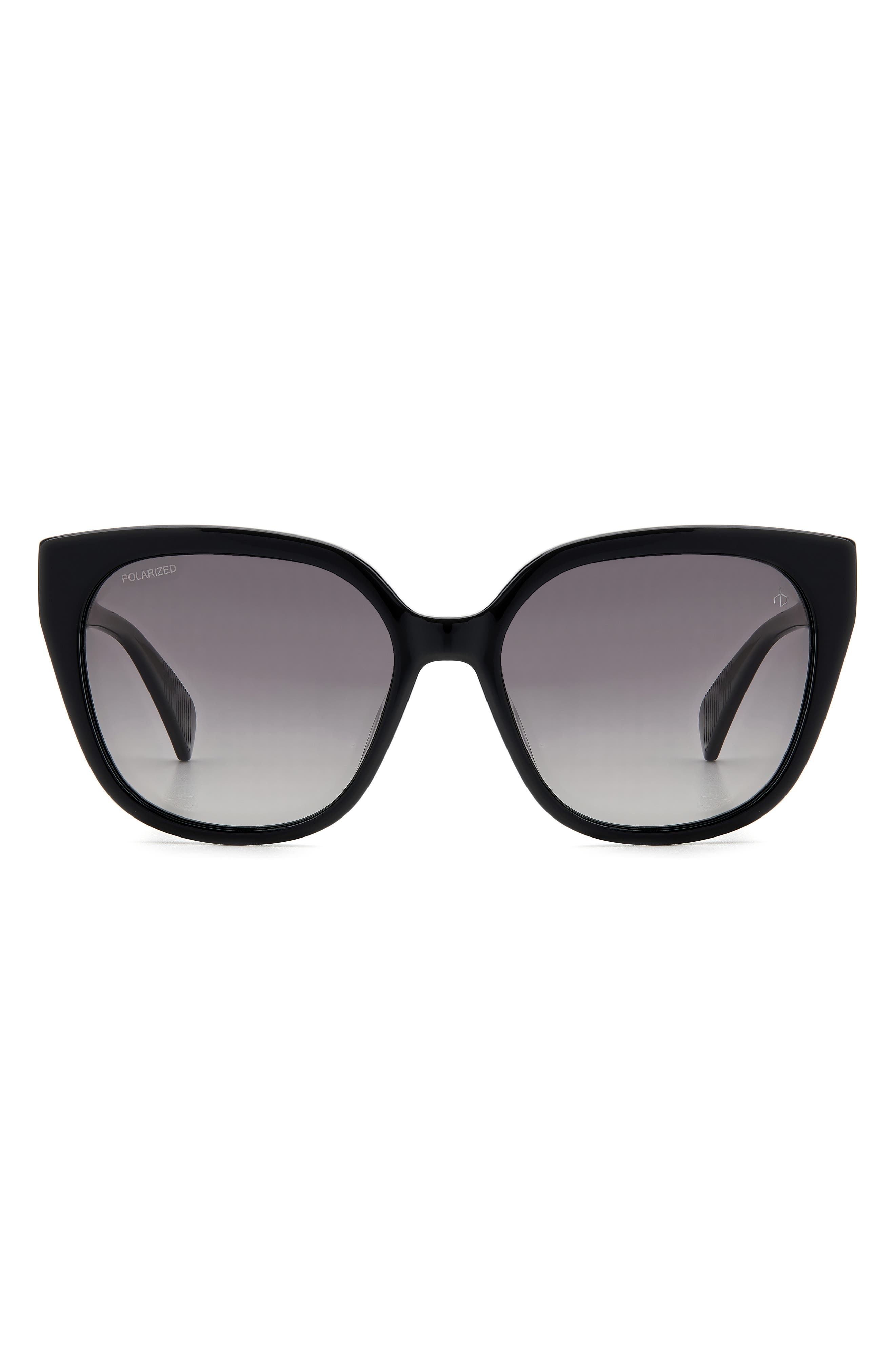Rag Bone 56mm Gradient Polarized Square Sunglasses In Black/gray
