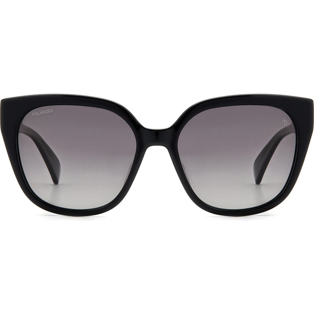 Rag & Bone 56mm Gradient Polarized Square Sunglasses In Black