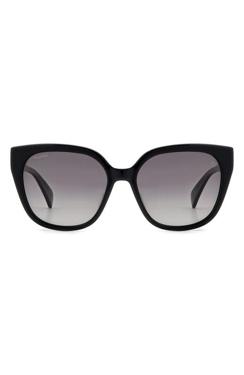 56mm Gradient Polarized Square Sunglasses in Black/Gray Polar