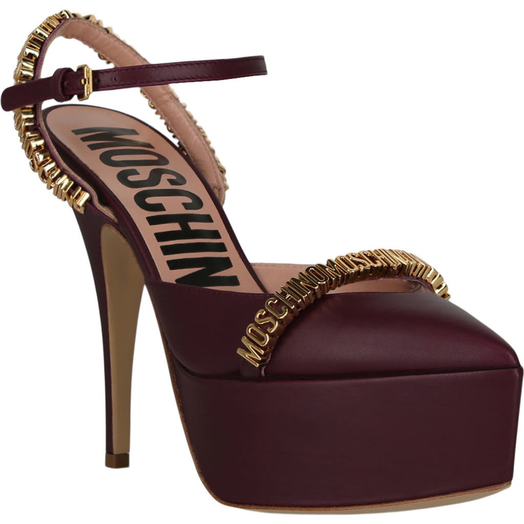 Moschino Ankle Strap Platform Sandal In Raspberry